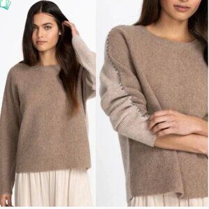 Johnny Was Calme Cashmere Whipstitch Waffle knit colorblock Sweater